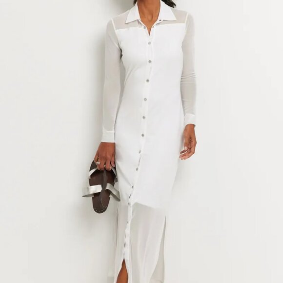 Anatomie Colette Luxury Travel Maxi Dress White Mesh Over Jersey Sz XS - Picture 10 of 10